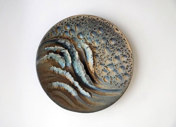Waves Crashing Ceramic Stoneware Plate by Amelia Johannsen