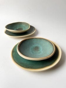 green ceramic dishes
