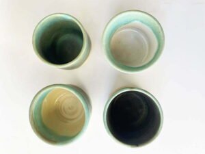green ceramic cups