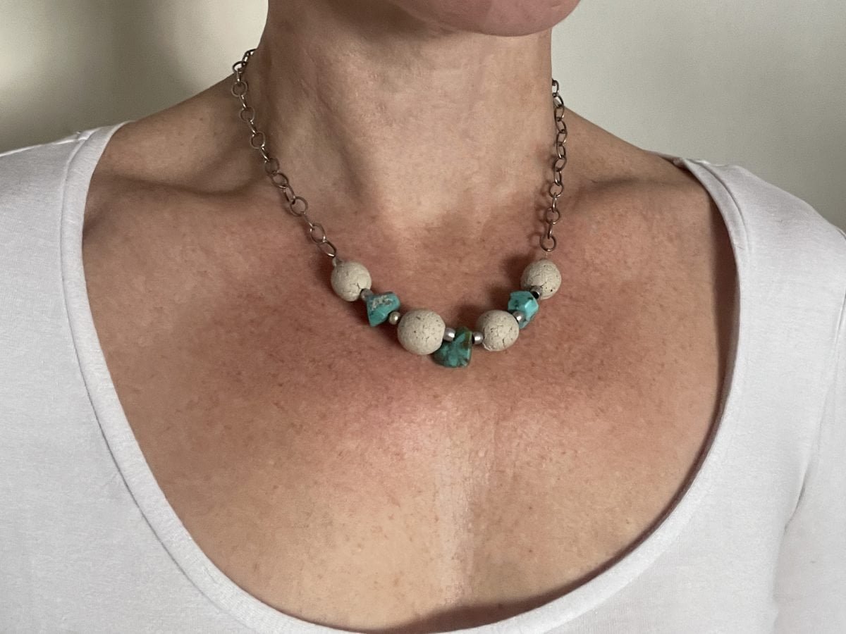 Turquoise ceramic necklace