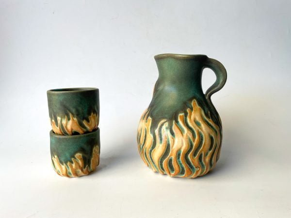 ceramic carafe and cups